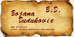Bojana Duduković vizit kartica